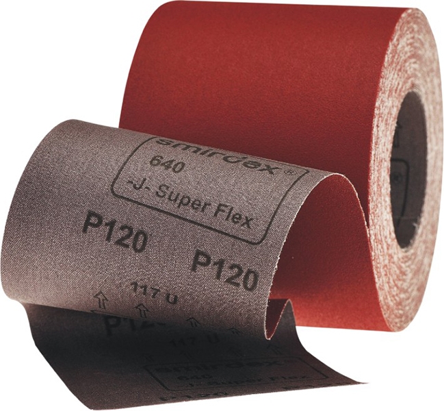 Smirdex 640 J Superflex P120 role (H115mmx25m) brusné velmi měkké flexibilní plátno ALOX role    