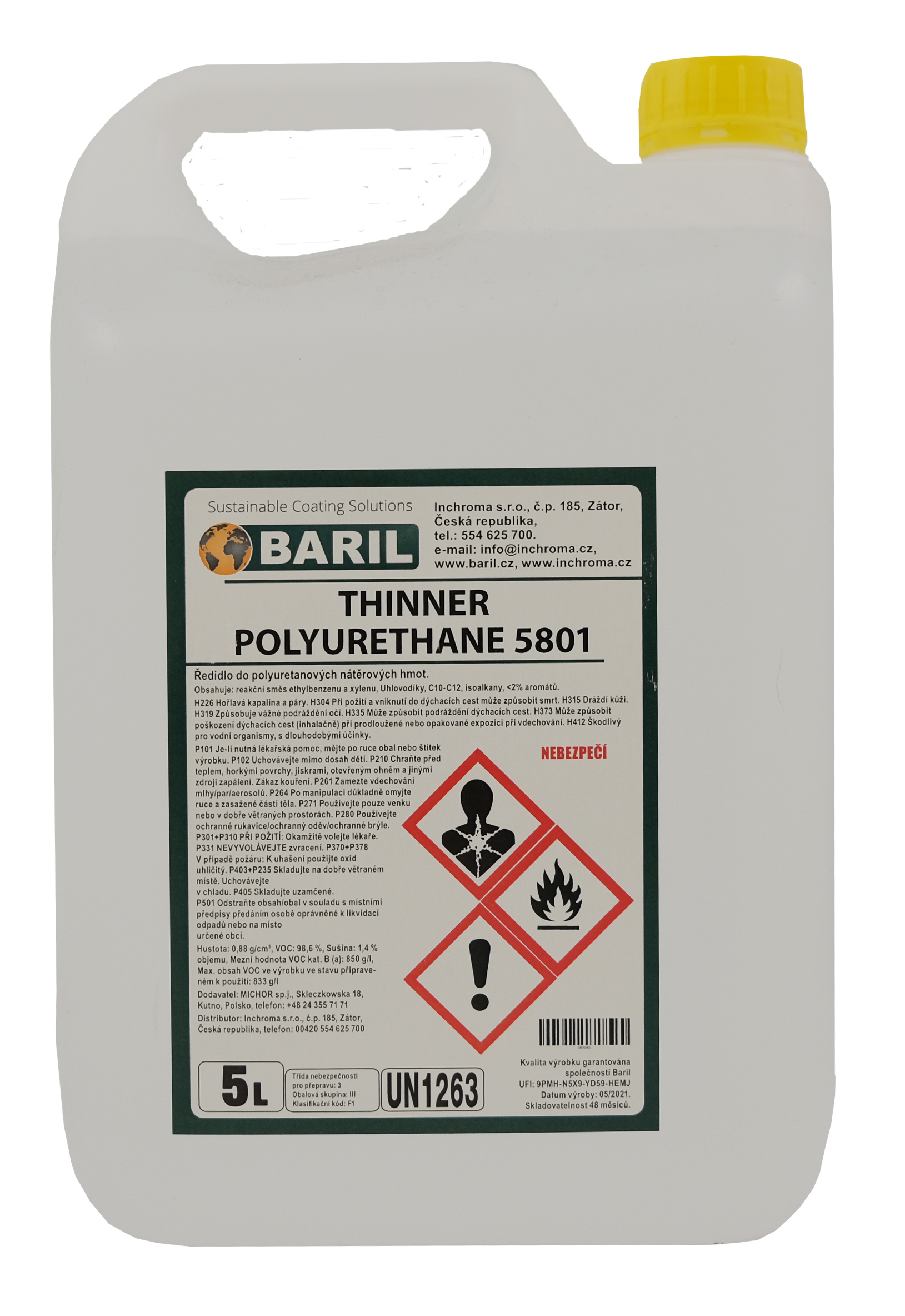 Ředidlo Baril 5801 do polyuretanových barev 5L