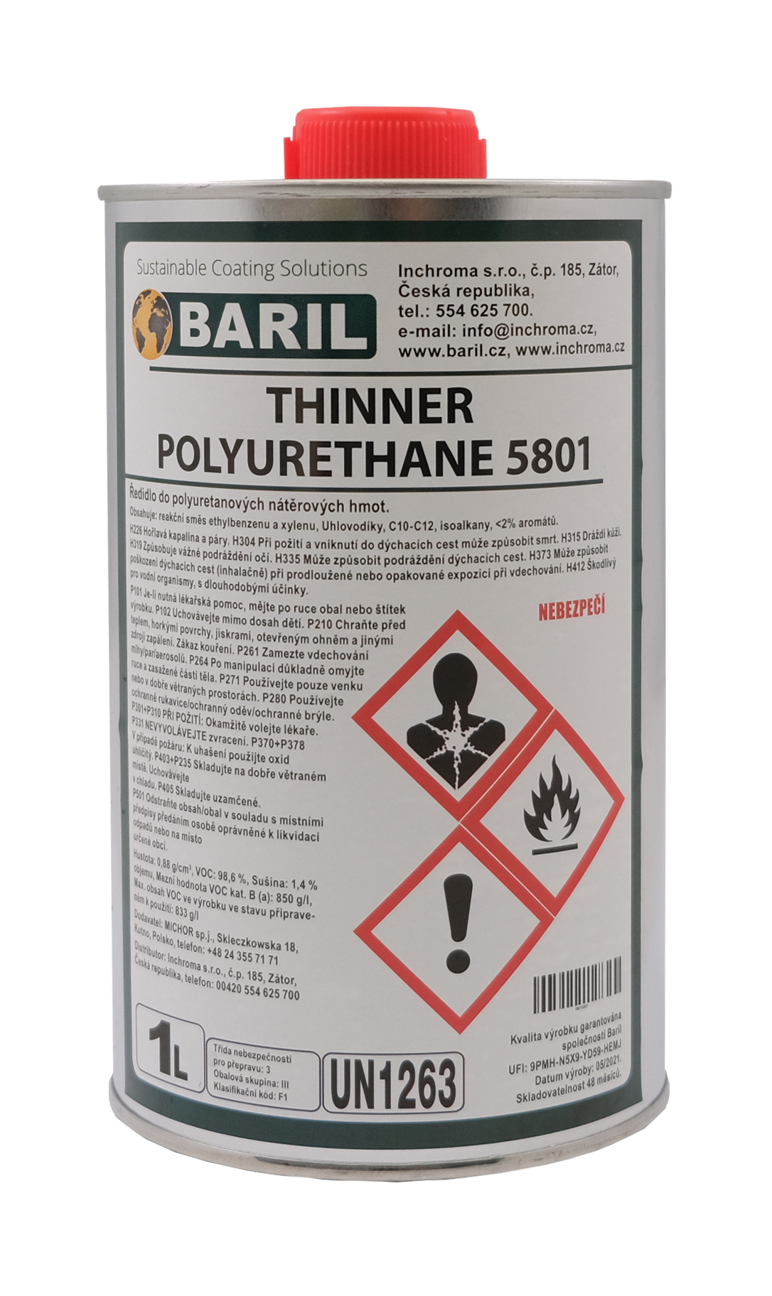 Ředidlo Baril 5801 do polyuretanových barev 1L